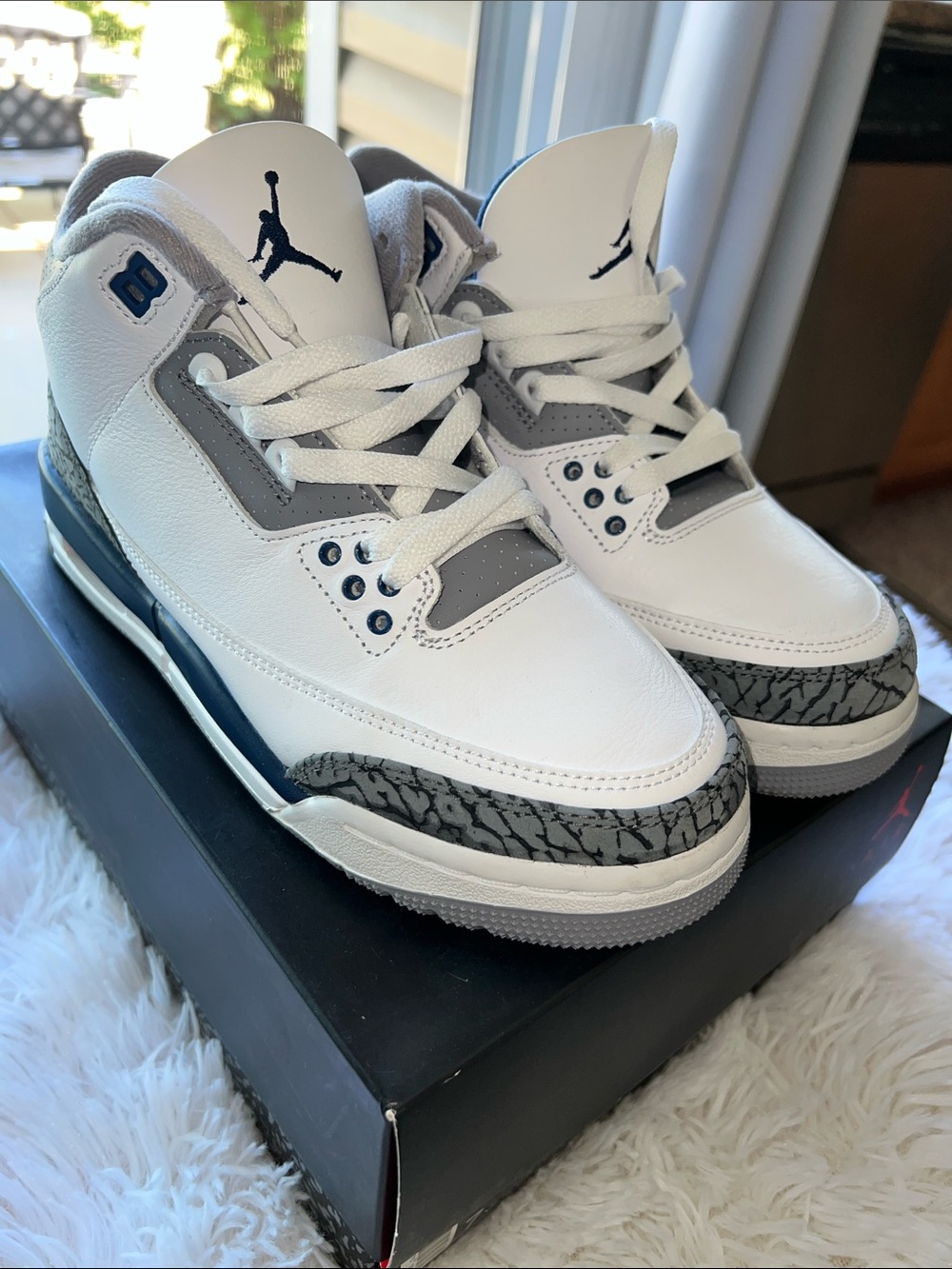 Jordan Kids White and Grey Retro Basketball Sneakers